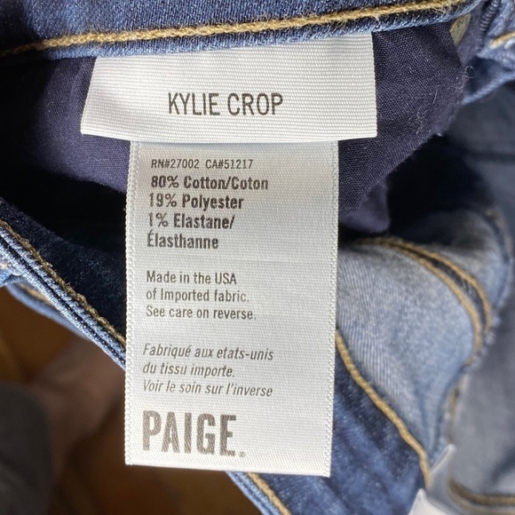 Paige Kylie Crop With Roll Up Tonal Duncan Dark Size 27 - Picture 4 of 9